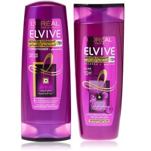 Loreal Elvive Keratin Straight Shampoo 400ml + Conditioner 400ml