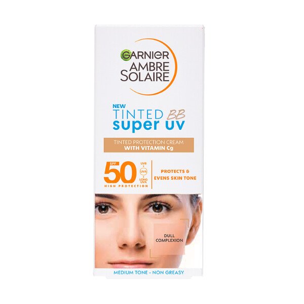 Garnier Ambre Solaire Tinted BB Super UV Cream SPF50 Medium 50ml Garnier Ambre Solaire Tinted BB Super UV Cream SPF50 Medium 50ml X 6 - Image 1