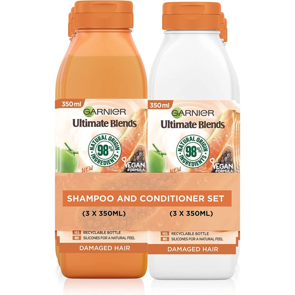 Garnier Ultimate Blends Hair Food Papaya 3X Shampoo + 3X Conditioner Damaged Hair 350ml