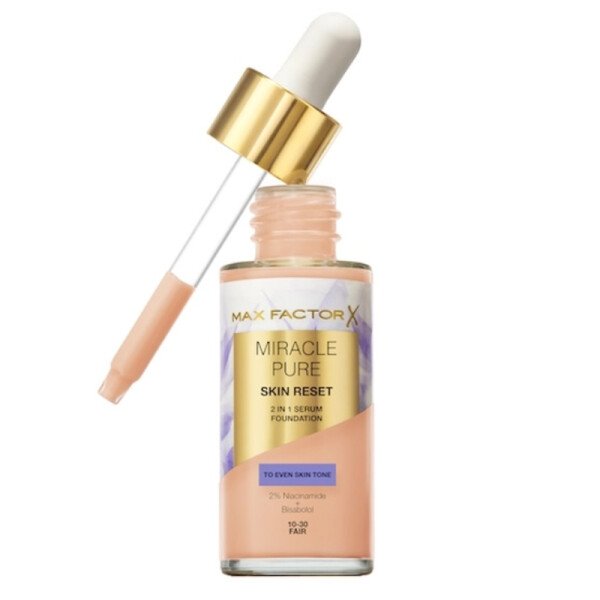 Max Factor Miracle Pure 2in1 Skin Reset Serum Foundation 10-30 Fair X 3 Max Factor Miracle Pure 2in1 Skin Reset Serum Foundation 10-30 Fair X 3